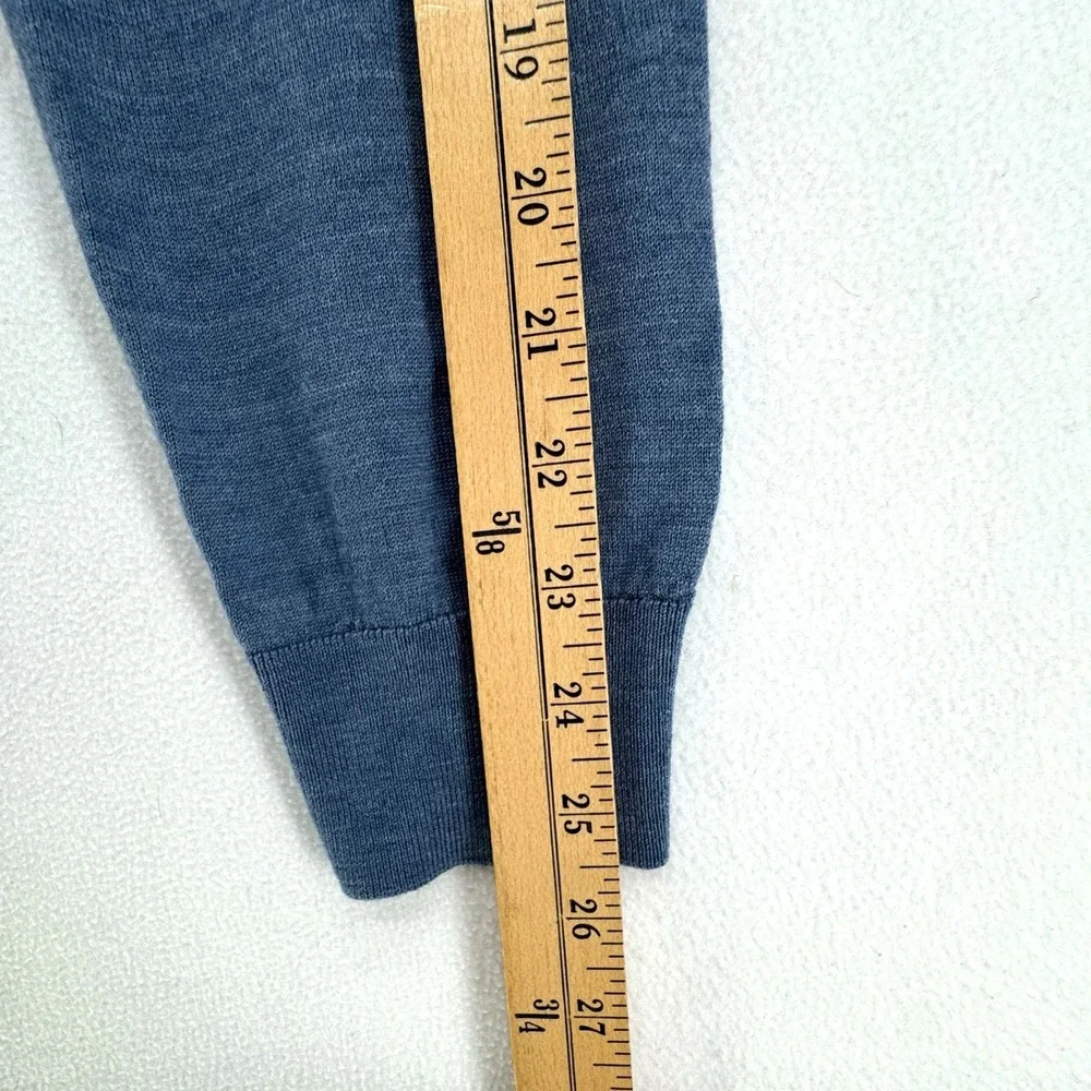 Banana Republic Sweater Mens XL Blue Merino Wool V-Neck Fine Knit Pullover